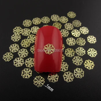 

MNS603 Gold metallic slices metal nail studs flowers decoration for nails art accessories supplies 1000pcs/pack