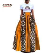 2017women clothes AFRIPRIDE private custom high waist skirt pleated ankle length formal cotton skirt for women ball grownA722703