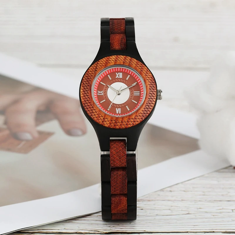 

Women Watch Creative Multi-layer Circle Chic Dress Watch Dial Analog Light Slim Wooden Bracelet Quartz Wristwatch for Lady Girls