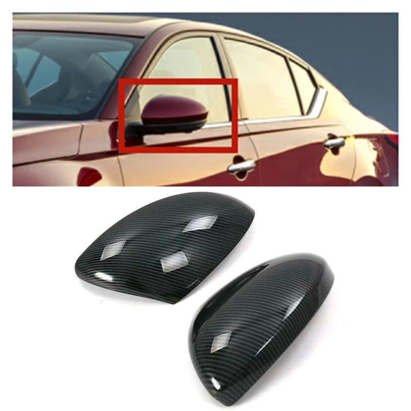 

For 2019 Nissan Altima Carbon Fiber ABS Side Door Rearview Mirror Cover Trim 2pc
