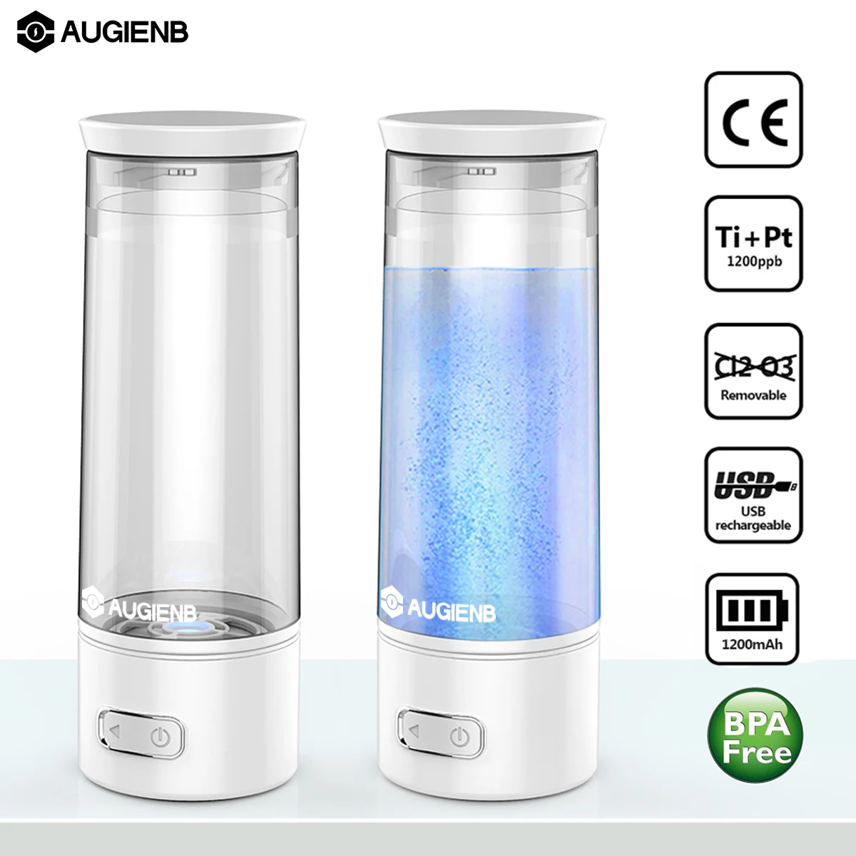 

Augienb USB Rechargeable Anti Aging Portable Hydrogen Rich Water Bottle Ionizer Healthy Electrolyte Rich lonizer Generator