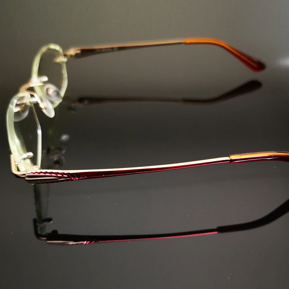 Skup Luksusowe British Lady cięcie diamentowe 100% Titanium Alloy Rimless bezramowe okulary do czytania + Box + 0.75 + 1 + 1.75 + 1.5 + 2 do + 4