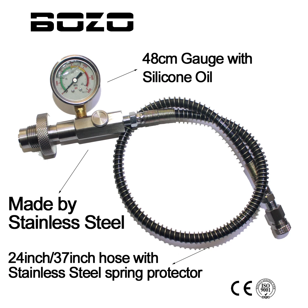 Paintball PCP الغوص الفولاذ المقاوم للصدأ HPA الدين G5/8 موصل صالح محطة تعبئة محول الشحن واقية من الاهتزاز قياس الضغط Paintball PCP الغوص الفولاذ المقاوم للصدأ HPA الدين G5/8 موصل صالح محطة تعبئة محول الشحن واقية من الاهتزاز قياس الضغط