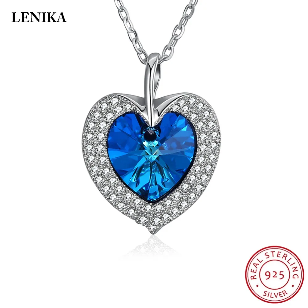 

LEKANI Necklaces For Women Fashion Heart-shape Crystals From Swarovski Necklaces Pendants Real 925 Silver