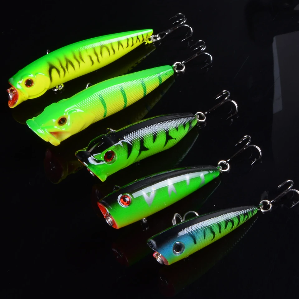 Смешанные 5 моделей Рыболовная Приманка Topwater Popper Crankbait Карп муха пресная вода