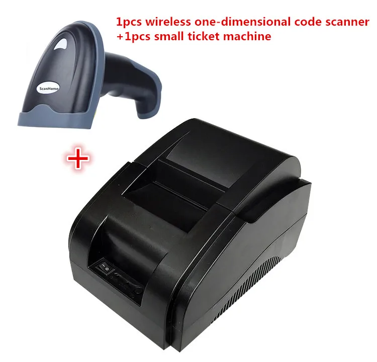 

Shipping Wireless Scanner+pos printer Black and white Wholesale High quality 58mm thermal receipt printer machine USB interface