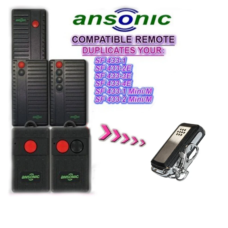

2pcs FOR Aftermarket Ansonic Triocode compatible garage door remote control 433.92mhz free shipping