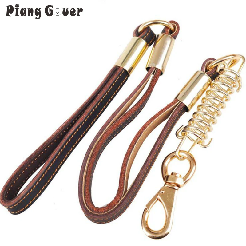 

Dog collar harness Genuine Leather Large Dog Leash Soft Handle Big Dog Leash Lead with Spring For Large Dogs