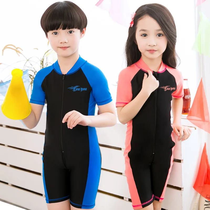 Цельный купальный костюм для мальчиков, детские купальники с короткими рукавами, серфинг для купания, костюмы, детская одежда для плавания, полное тело, DBO