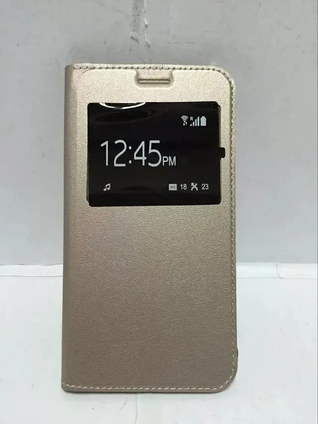 Чехол книжка из искусственной кожи с окошком для Samsung Galaxy A5 A7 J3 J5 J7 2016 2017 A6 A8 2018 S9 S10