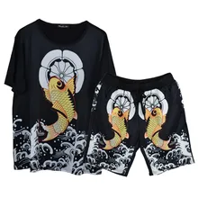 6XL новые модные летние комплекты без рукавов мужские 3D Молочный Шоколад Печать прыжки рыбы костюмы для мужчин с капюшоном комплекты футболка+ брюки