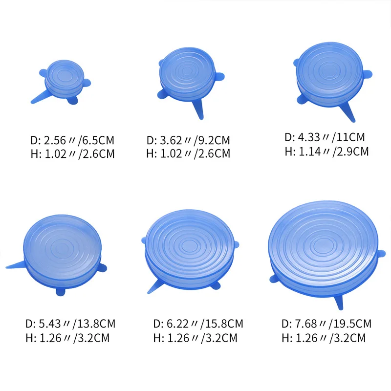 ORZ кухонные многоразовые крышки для хранения продуктов, силиконовые эластичные крышки, Саран обертывание, продукты, свежие, кухонные крышки, аксессуары-6 шт. в упаковке