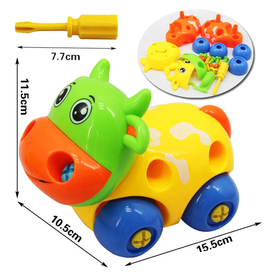 DIY разборка сборочные игрушки для детей лошадь/Слон/Черепаха головоломки завинчивающиеся блоки Brinquedos Для ребенка раннего обучения