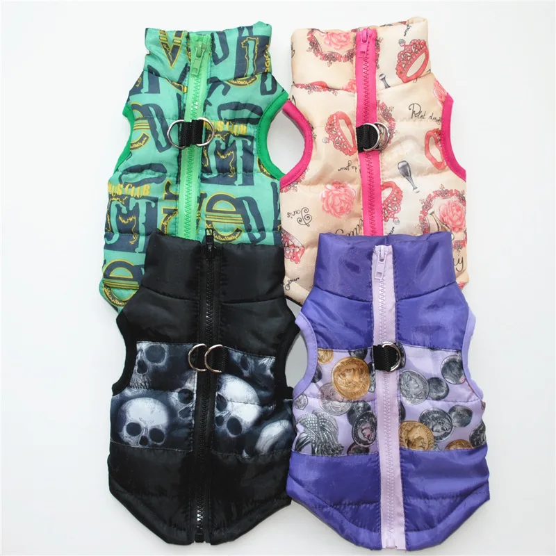 

New cotton jacket bright color pattern beautiful style back zipper with traction buckle world popular models dog coat