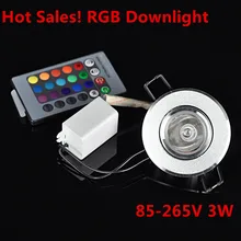 20 шт./лот DHL затемнения AC85-265V 3 Вт светодиодный потолочный светодиодный светильник RGB лампа светодиодный потолочный свет+ 24-кнопочный пульт дистанционного управления