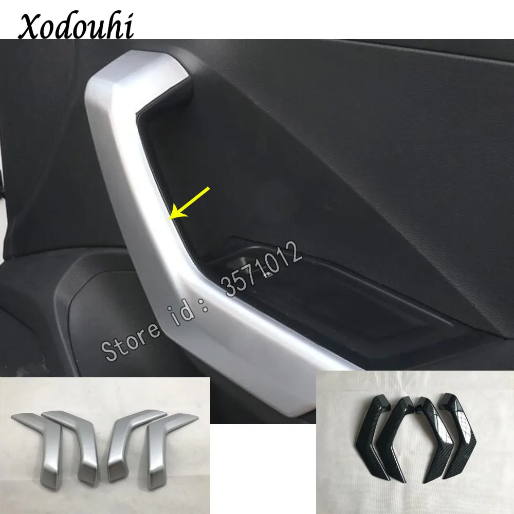 

Car sticker cover trim styling door inner handle armrest handrail frame panel parts 4pcs For Volkswagen Vw T-ROC TROC 2017 2018