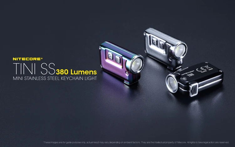 Новый NITECORE TINI SS 380 люмен мини-брелок из нержавеющей стали с микро-usb