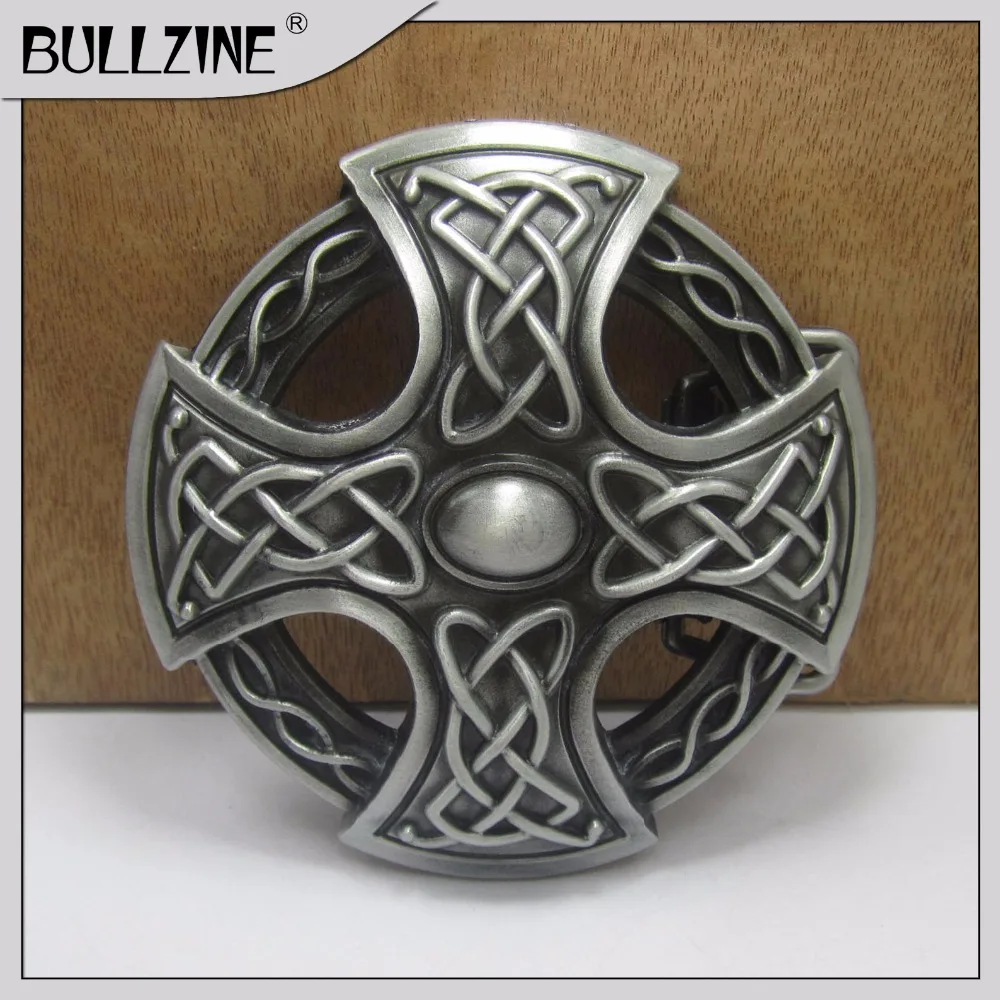 

The Bullzine Cross celtic knot belt buckle with pewter finish FP-03401 suitable for 4cm width belt