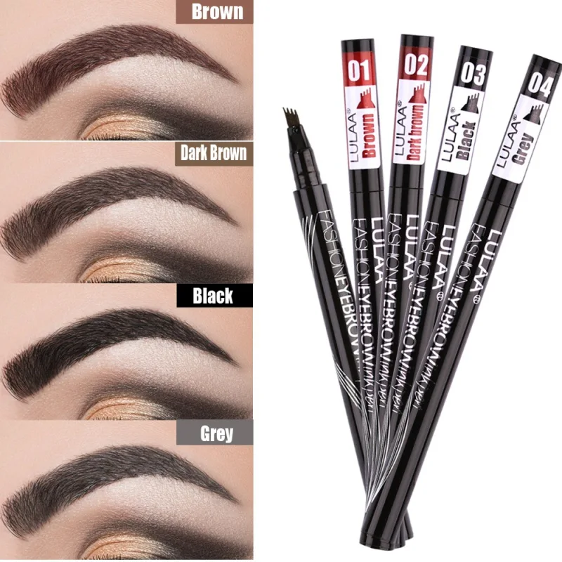 Pro Eyebrow Enhancers Waterproof Four Tips Liquid Eyebrow Pen Natural Long Lasting Dyeing Eyebrow Pen