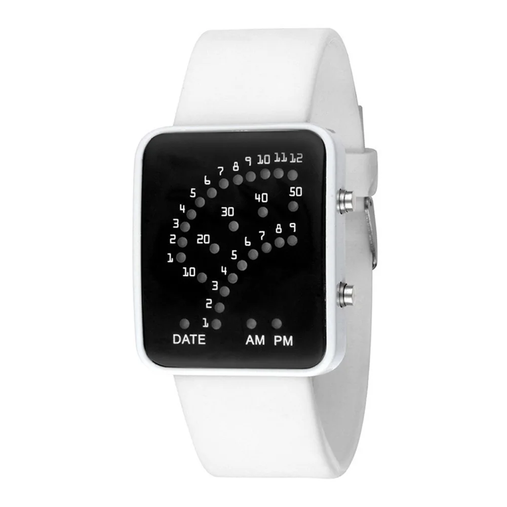 Светодиодный электронный наручные часы секторы Binary Digital водонепроницаемые Модные часы унисекс для пары m99 - Цвет: Белый