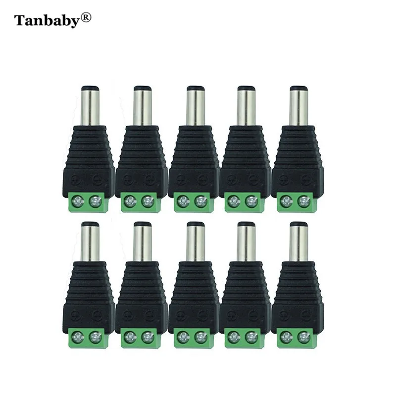 

Tanbaby 10pcs 2.1*5.5mm Male DC Power Jack Adapter Connector Plug For 5050 3528 Single Color LED Strip Light for CCTV Camera