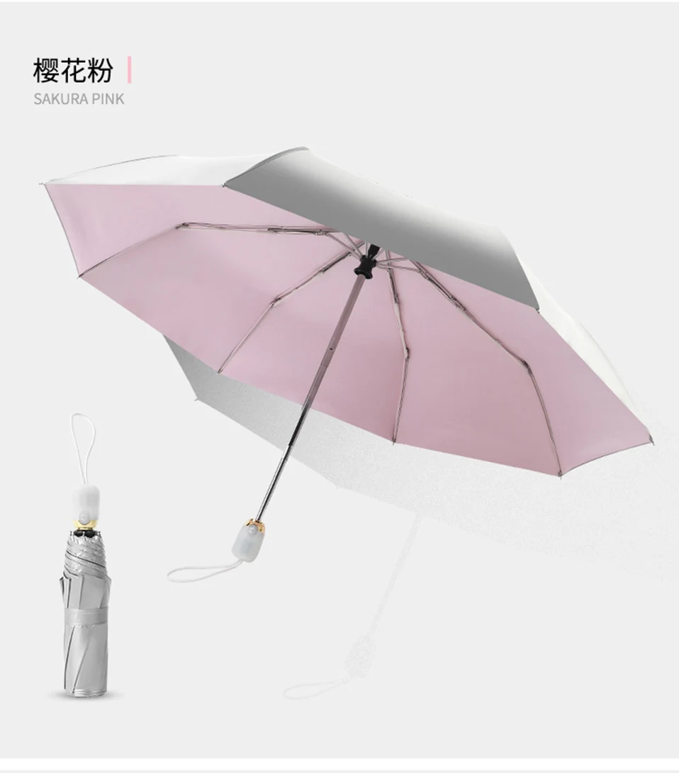 Полностью автоматический женский зонт с защитой от ультрафиолета, три складных зонта, Женский Зонт от дождя, 8 K, ветрозащитный женский зонт для путешествий, sombrilla, Плайя