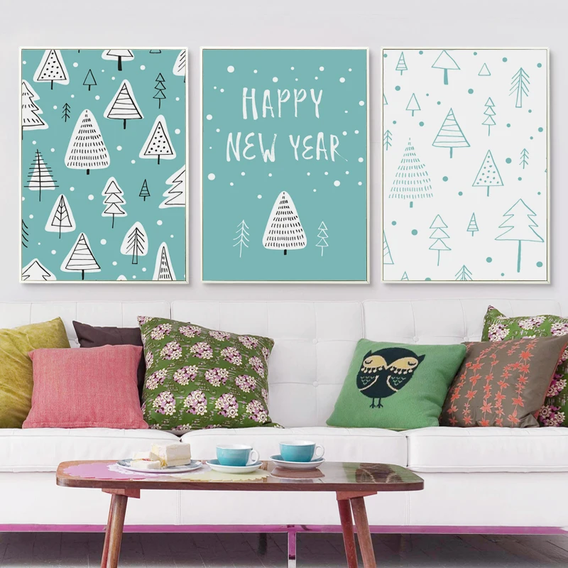 FGHGF Minimalist Abstract Christmas Tree Canvas Painting Art Print Poster Picture Wall Home Decoration | Дом и сад