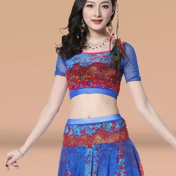 

Belly Dance Costumes Limited Belly Dance Costume New Sexy Skirt Suit Female Clothes And Water Yarn Printing Costumes(top+skirt)