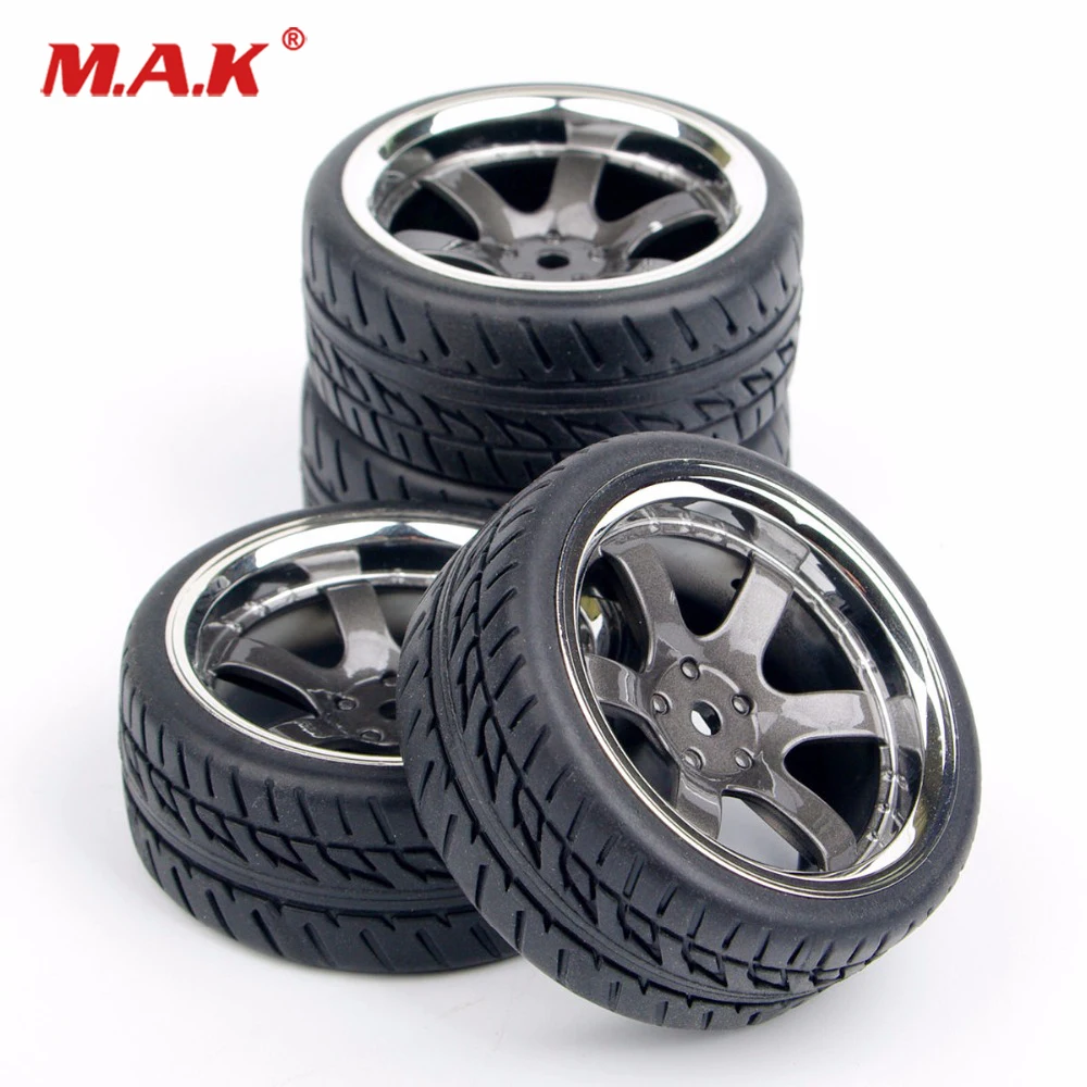 Pneus de Borracha Rodas Aro 12 Milímetros Hex Fit rc 1:10 on Road Car Peças Acessório 4 Pçs - Set 17 Peças e Acessórios