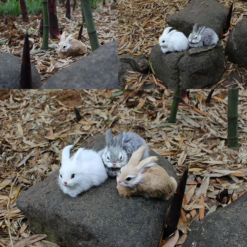 15 см мини реалистичные милые плюшевые кролики мех реалистичные животные Пасхальный кролик Игрушечный Кролик модель подарок на день