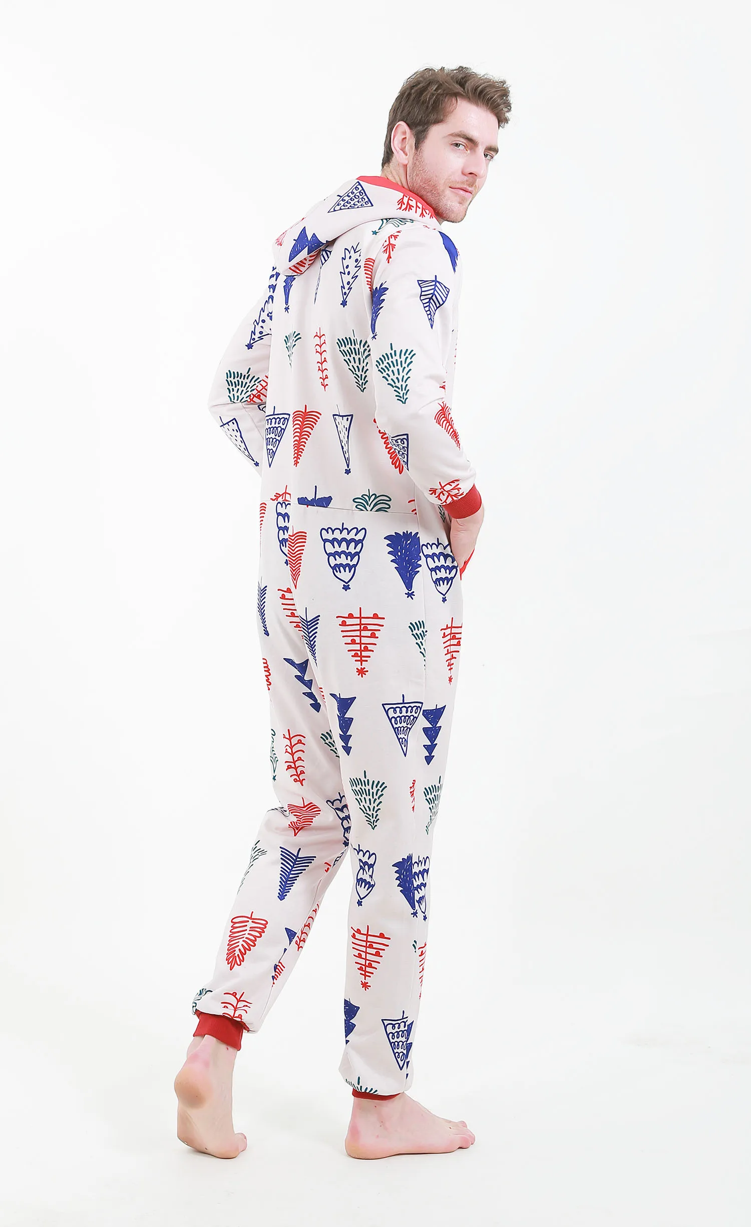 Centuryestar Tmall Quality Sleepers Long Pajamas Onesie For Men Hooded Jumpsuit Male Autumn Winter 100% Polyester One Piece
