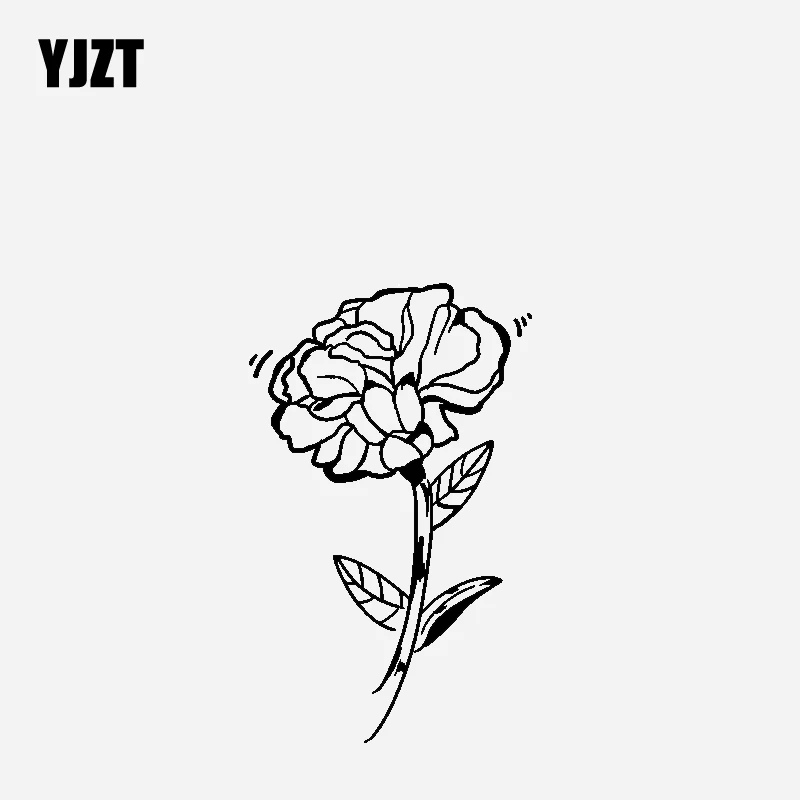 

YJZT 10CM*16.2CM Car Sticker Vinyl Decal Flower Decoration Design Black/Silver C23-1014