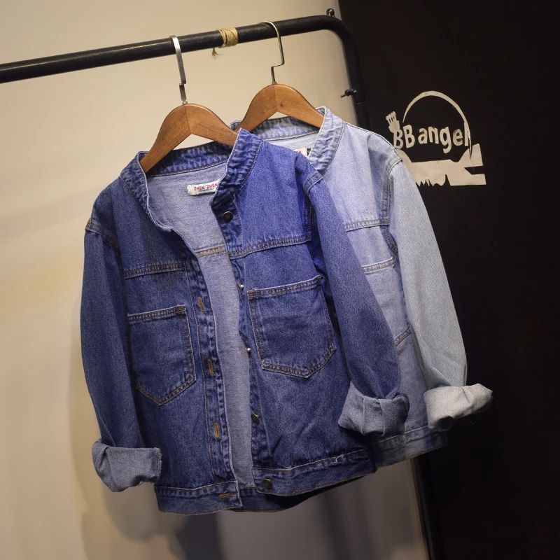 New 2017 Spring Streetwear Front Pockets Blue Denim Women