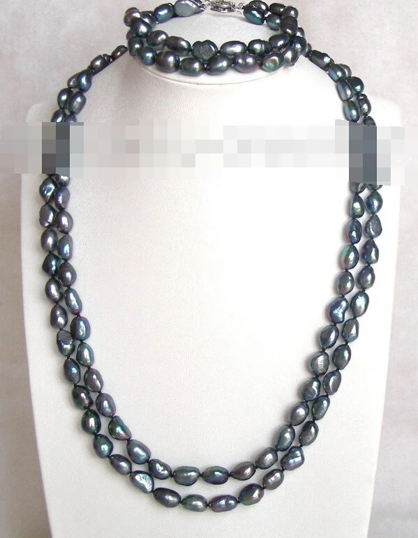 

free shipping 07806 peacock black natural pearls necklace a set (A0423) -Bride jewelry free shipping