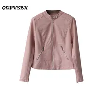 Весенняя брендовая кожаная куртка из искусственной кожи, тонкая короткая кожаная мотоциклетная куртка на молнии, женские куртки для женщин ODFVEBX