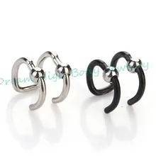 Клип на ухо поддельные серьги верхнее Ухо Штанги для хряща уха спираль сталь черный шар спираль ухо манжеты клип на обернуть эмо панк серьги