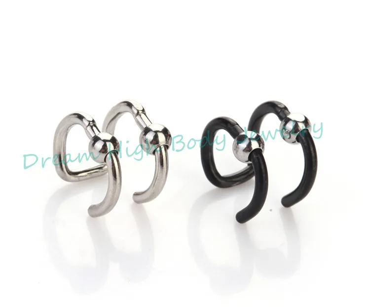 

Clip on Ear Fake Earring Upper Ear Cartilage Ring spiral Steel Black Ball HELIX EAR CUFF CLIP ON WRAP EMO PUNK EARRING