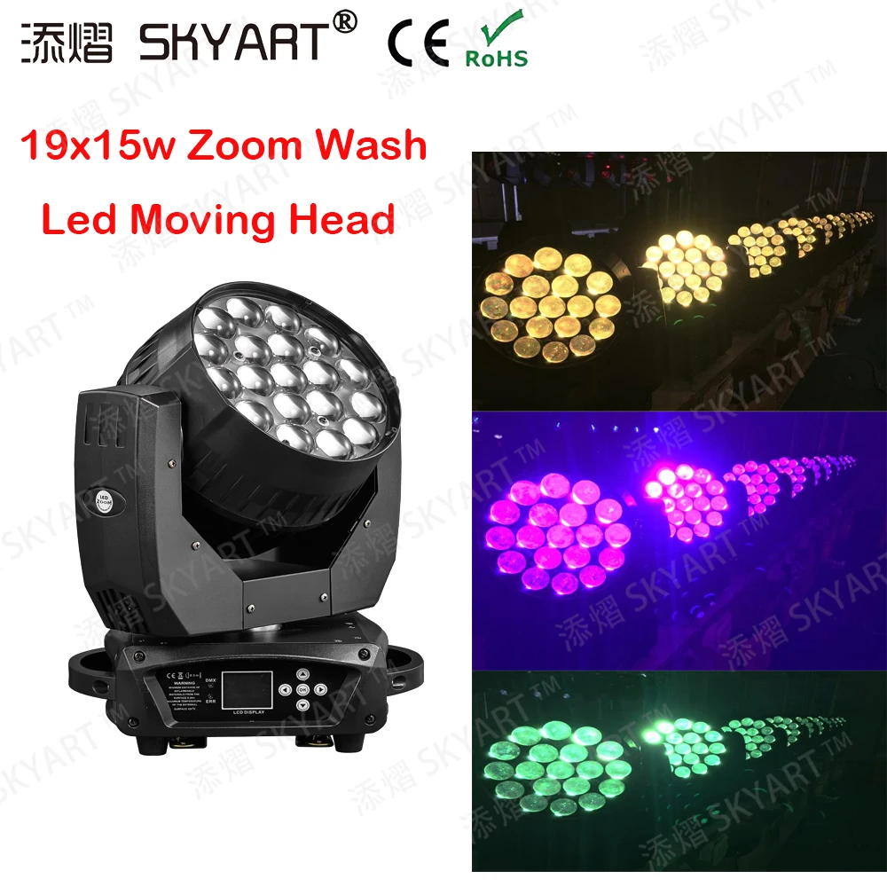 

19X15W LED zoom moving head light RGBW Wash Effcect Light dmx512 beam party lights for stage Dj equipment