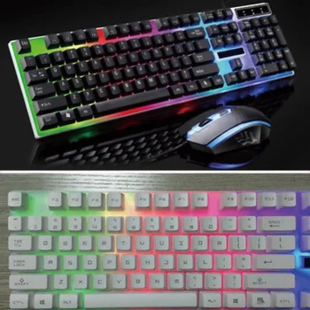 

Moresave Colorful LED Keyboard + Mouse Set For Game Player 3D Anti-slip Wheel Suspended Keyboard Design