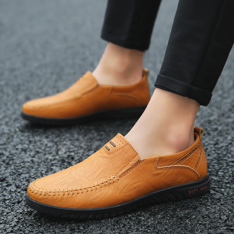 

2019 Handmade Leather Mens Shoes Casual Luxury Brand Men Loafers Fashion Breathable Driving Shoes Slip On Moccasins Big Size