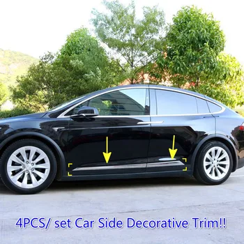 

For Tesla Model X 2016 2017 2018 2019 Exterior Accessories Car Side Door Decorative Trim Stripe Covers ABS Chrome Styling