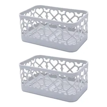 

2 Pcs Desktop Storage Basket Plastic Hollow Creative Storage Organizer Storage Container Drain Storage Basket for Bathroom