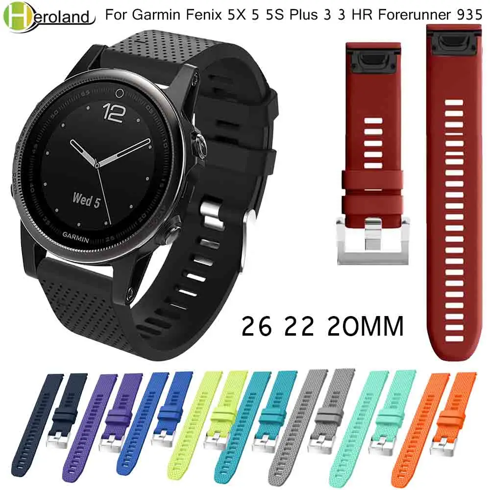 26 22 20 мм ремешок для часов Garmin Fenix 5X5 5S Plus 3 3HR 935 часы Quick Release силиконовый Easyfit смарт-браслет