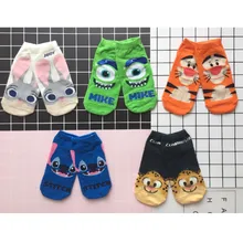 Lionzone/5 пар/лот, носки для женщин и детей с героями мультфильмов зверополис, Джуди, полицейский кролик, Ститч, леопардовая тематика, женские носки