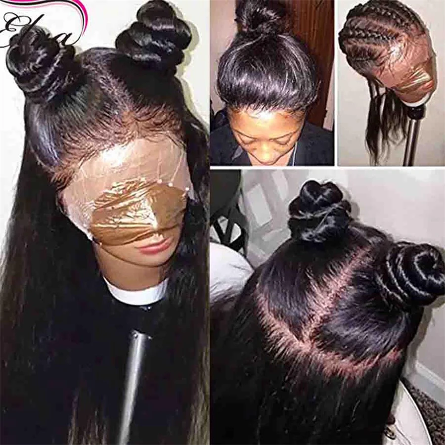 Шелковая основа, парики из натуральных волос на кружеве, бразильский прямой парик на кружеве, плотность 150%, 13x6, предварительно выщипанный Шелковый Топ, парик из волос Elva remy