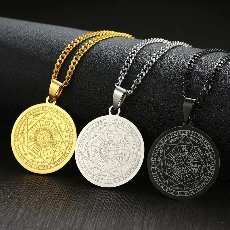 

The Seal of the Seven Archangels by Asterion Seal Solomon Kabbalah Amulet Pendant Necklace Stainless Steel Male Jewelry Gift