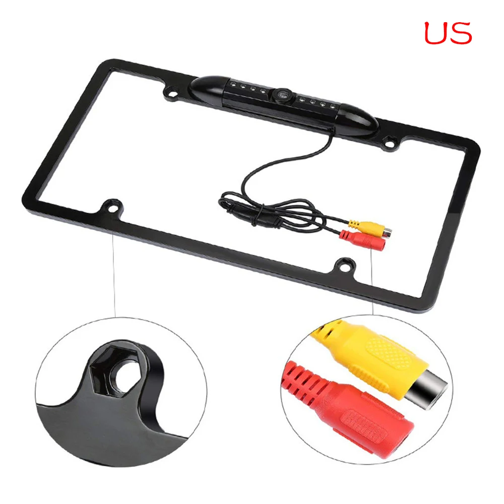 

US Car License Plate Frame Rear View Camera HD Night Vision Rear View Camera Reverse Rear Camera with 8 IR Light