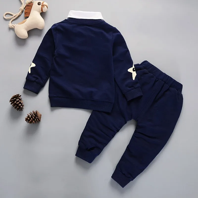 Spring Autumn Baby Boy Girl Cotton Clothes Set Cartoon Star Pattern Sweatshirt Tops Pants Trousers Set