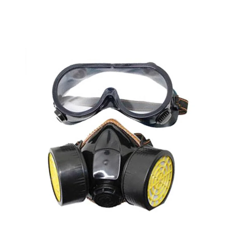 Breathable Double Tank activated protective mask +goggles chemical