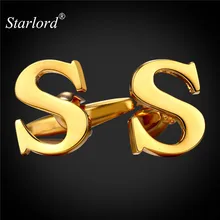Запонки Starlord, запонки с буквами S для мужчин, высокое качество, золотой цвет, металлические запонки для свадебной рубашки C2049